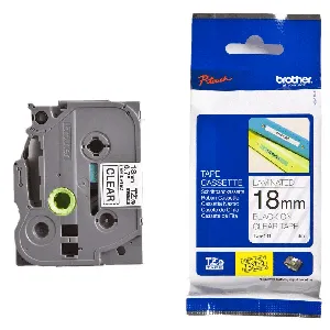 Cinta laminada TZE-141 18mm black on clear tape  pn TZE-141