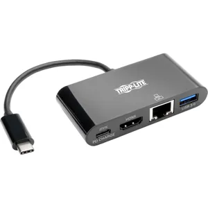 Adaptador video USB-C a HDMI 4K/RJ45 Gigabit/USB-C/USB pn: U444-06N-H4GUBC