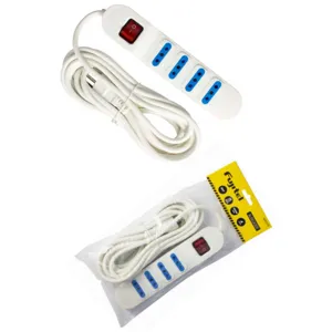 ALARGADOR 4 TOMAS 5 METROS CON SWITCH (BLANCO) - I160ACAS2519B