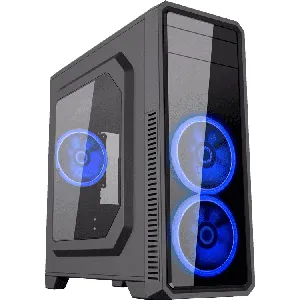 GABINETE GAMER GAMEMAX G561-BLACK (BLACK/BLUE FAN) 3 VENTILADOR - G-561 Black