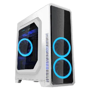 GABINETE GAMER GAMEMAX G561-WHITE BLUE FAN 3 VENTILADORE - G-561 White DDN22