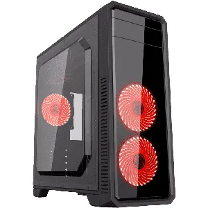 GABINETE GAMER GAMEMAX G561-RED (Black / Red Fan) 3 VENTILADORES - G-561 Red