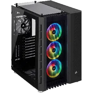 Gabinete Gamer Corsair Crystal Series 680X RGB ATX High Airflow, Sin fuente de poder. Color Negro - CC-9011168-WW