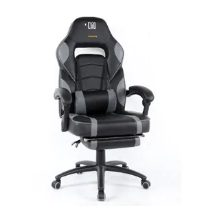 Silla Gamer Kaiteki hasta 150 Kilos, 90° a 180°, Apoya espalda 2D, Apoya Pies, Negro Gris - CLC-528BGA KAITEKI