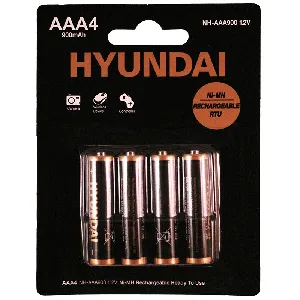Pilas Hyundai Blister Recargables 900MA AAA x 4 Unidades - HY-RPB4AAA