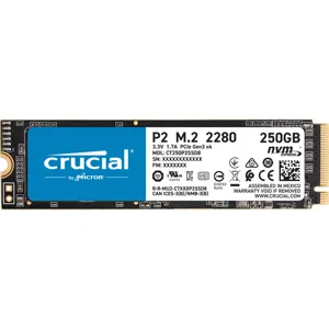 250GB SSD Crucial P2 PCIe M.2 NVMe Gen 3, Lectura 2.100MB/s, Escritura 1.150MB/s - CT250P2SSD8