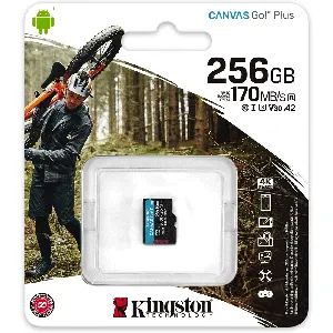 Memoria  256GB Micro SD, Kingston microSDXC Canvas Go Plus, Lectura 170MB/s, Escritura 90Mb/s  - SDCG3/256GBSP