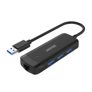 HUB USB 3.0 de 3 puertos USB 3.0 + 1 puerto Gigabit, aluminio, color gris / mod.  H1111A - 0060134