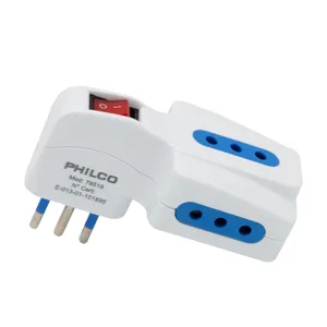 Enchufe Philco Triple con Switch, 10A 250V, Blanco - 19ELT78519