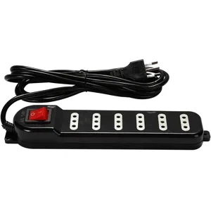 Alargador Zapatilla 3mts con Switch 6 Posiciones  Negro - ME-070B