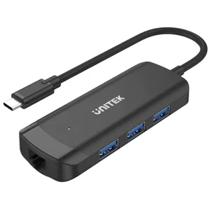 HUB USB C de 3 puertos USB 3.0 + 1 puerto Gigabit, color negro mod. H1110A - 0060141