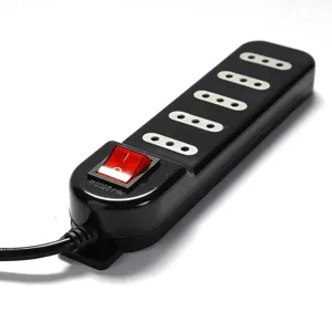 Alargador Zapatilla 5 Tomas 5mts con Switch Negro - ME-071B5