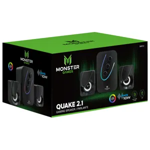 Parlante Subwoofer Monster Games Quake 2.1 - 7 Colores Retroiluminados, Jack 3.5mm y USB, 10W - 29MTGSW312