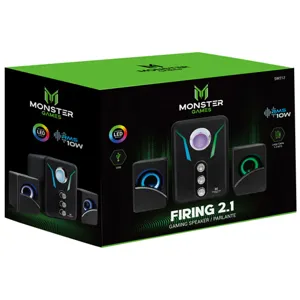 Parlante Subwoofer Monster Games Firing 2.1 - 7 Colores Retroiluminados, Jack 3.5mm y USB, 10W - 29MTGSW212