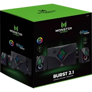 Parlante Subwoofer Monster Games Burst 2.1, 7 Luces de Color, Conexión Jack 3.5mm y USB, 10W - 29MTGSW557