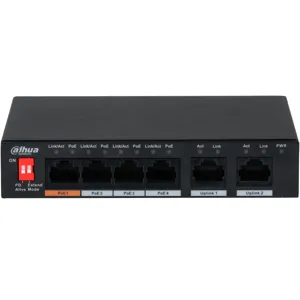 Switch PoE Dahua  4 Bocas 2 Uplink 100Mbps 60W - DH-PFS3006-4ET-60