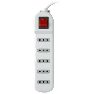 Alargador Zapatilla 5mts con Switch 5 posiciones Color Blanco - ME-071W5