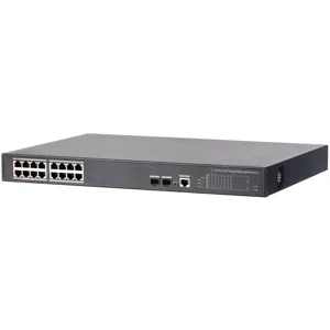 Switch PoE 16 Puertos Gigabit + 2 Uplink Gibabit 190W 802.3at Manejable Layer 2 - DH-PFS4218-16GT-190