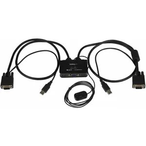 Cable Switch Conmutador KVM de Cable con 2 Puertos VGA USB Alimentado por USB con Interruptor Remoto - SV211USB