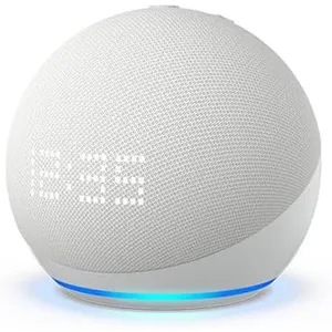 Amazon Echo Dot 5th with Clock,  Glacier White - B09B8VN8YQ