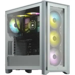 Gabinete Gamer Corsair iCue 4000X, RGB, Vidrio templado, ATX, MicroATX, Mini-ITX, Color blanco - CC-9011205-WW