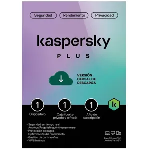 Licencia Antivirus Kaspersky Plus, 1 Dispositivo, 1 Cuenta, 1 Año, Digital, LATAM - KL1042DDAFS