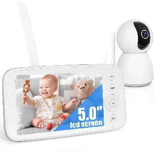 Monitor Bebe 5" Putbopo vídeo HD cámara 1080P visión nocturna por infrarrojos batería 30 horas Audio bidireccional