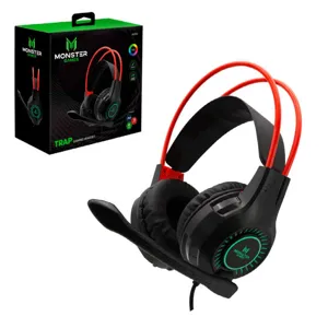 Audífonos Gamer Monster Games 3.5mm Trap, Over-Ear, Retroiluminación RGB, Negro - 29MTGAU727