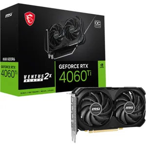 Tarjeta de Video MSI Nvidia GeForce RTX 4060 Ti VENTUS 2X Black 8G OC, 8GB GDRR6, 128-Bit - 824142325667
