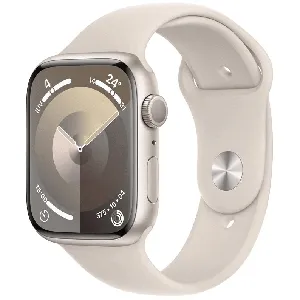 Apple Watch Series 9 GPS Caja de aluminio en blanco estrella de 45 mm Correa deportiva blanco estrella Talla M/L - MR973BE/A
