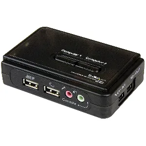 Juego Conmutador KVM 2 puertos todo incluido - USB - Audio y video VGA - 2x USB A Hembra - 2x Mini USB B Hembra - HD15 Macho