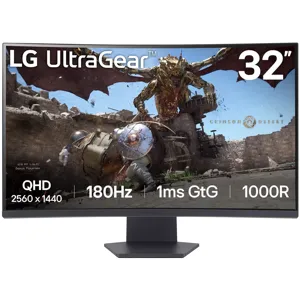 Monitor Gamer LG UltraGear de 32“ Curvo VA, QHD, 180Hz, 1ms, DP+HDMI, FreeSync, Vesa - 32GS60QC-B