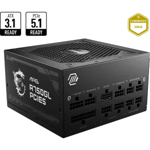 Fuente de Poder 750W MSI MAG A750GL PCIE5, Certificada 80+ PLUS Gold, Active PFC, Full Modular - 824142319239