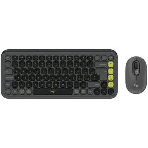 Kit Teclado y Mouse Inalámbricos Logitech POP Icon Combo - Grafito y Verde Español (QWERTY) - 920-013052