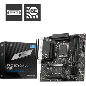 Tarjeta Madre PRO B760M-A WIFI, Socket LGA 1700, 4x DDR5, 2x M.2, 2.5GbE, m-ATX - 824142313176