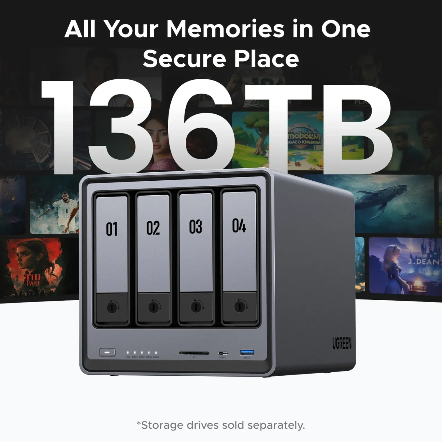 NAS UGREEN NASync DXP4800 N100 Quad-Core, 8GB DDR5, SATA x 4 NAS UGREEN NASync DXP4800 N100 Quad-Core, 8GB DDR5, SATA x 4