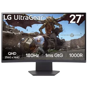 Monitor Gamer Curvo LG Ultragear 27GS60QC-B, 27" QHD, Panel VA, 180hz, 1ms, FreeSync, HDR 10 - 27GS60QC-B