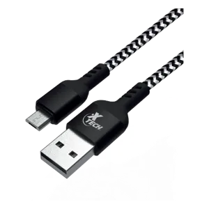 Cable Trenzado USB 2.0 Macho a MicroUSB Macho Xtech 1.8 mts Black and White - XTC-366