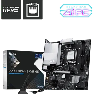Tarjeta Madre MSI PRO H810M-B WIFI6E, Socket LGA 1851, 2x DDR5, 1x M.2, PCIe 5.0, m-ATX  - 911-7E64-003