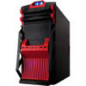 GABINETE MIDI HU09A-BK+rojo sin Fuente Poder Fan12cm c/ LED Azul, 2 puerta DVD 4*USB+AV+HD frontal