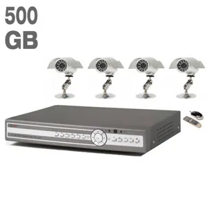 8CH H264 Net DVR w/VGA 4 CCD NV Cam. 500GB QSDR84WRTC-500