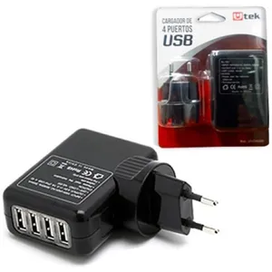 Cargador multiple de 4 puertos USB por A/C hasta 2,1Amp / mod. UT-CH4USB