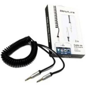 Cable de audio en espiral, conector 3,5 a 3,5mm, puntas doradas, gran fidelidad color negro / PN:BL-CBA500