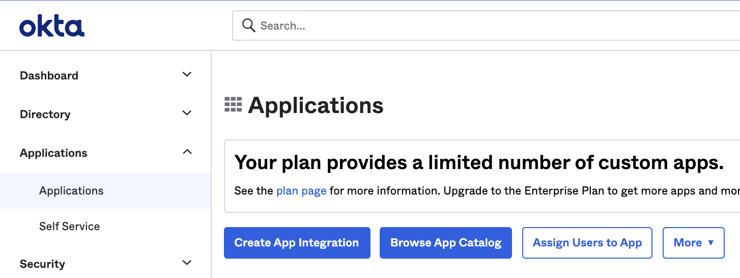 Browse the Okta app catalog