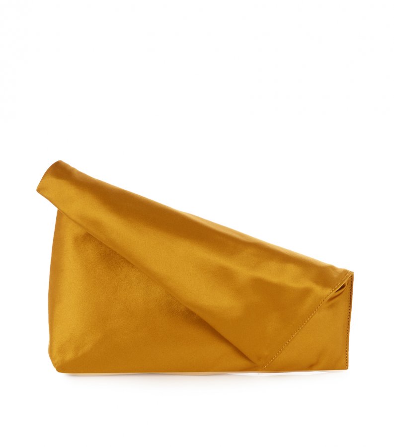 Fold-over satin clutch