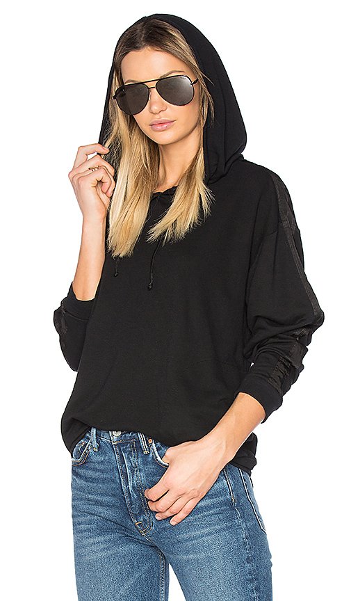 Moto Satin Trim Hoodie