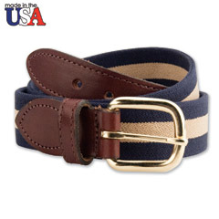 Cotton Stretch Belt with Brown Sized Leather Tab