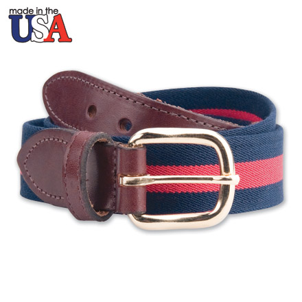 Cotton Stretch Belt with Brown Sized Leather Tab