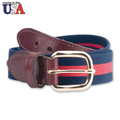 Cotton Stretch Belt with Brown Sized Leather Tab