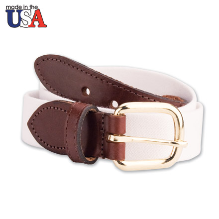 Cotton Stretch Belt with Brown Sized Leather Tab